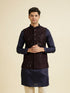 Manyavar Wine Velvet Elegance Nehru Jacket