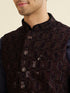 Manyavar Wine Velvet Elegance Nehru Jacket