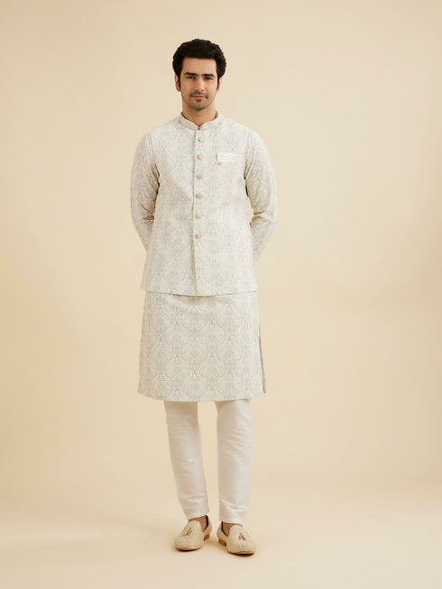 Manyavar Pista Green Paisley Patterned Jacket with Sequin Work