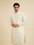 Manyavar Warm White Diamond String Patterned Nehru Jacket