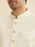 Manyavar Warm White Diamond String Patterned Nehru Jacket