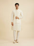 Manyavar Warm White Diamond String Patterned Nehru Jacket