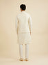 Manyavar Warm White Diamond String Patterned Nehru Jacket