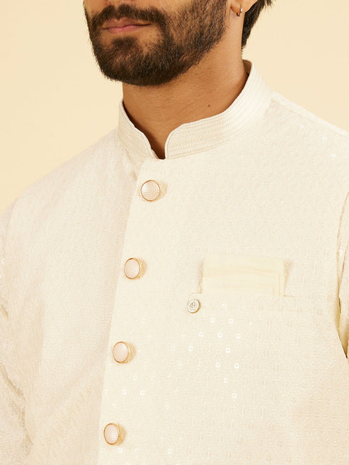 Manyavar Cream Charm Nehru Jacket