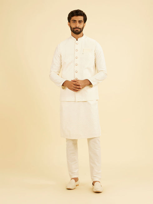 Manyavar Cream Charm Nehru Jacket