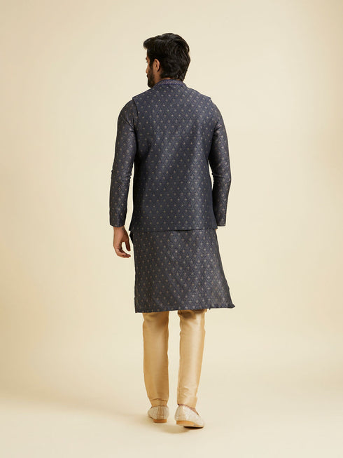 Manyavar Royal Dark Blue Nehru Jacket