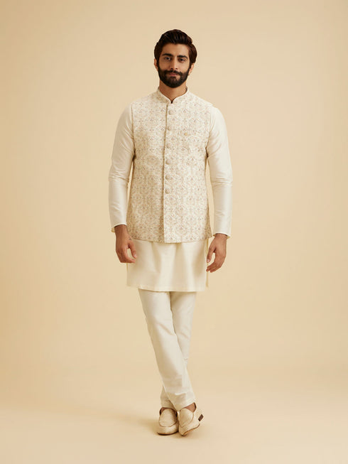 Manyavar Cream Splendor Nehru Jacket
