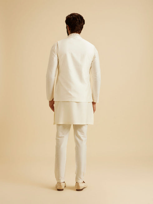 Manyavar Cream Splendor Nehru Jacket