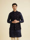 Manyavar Dark Blue Velvet Nehru Jacket