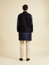 Manyavar Dark Blue Velvet Nehru Jacket