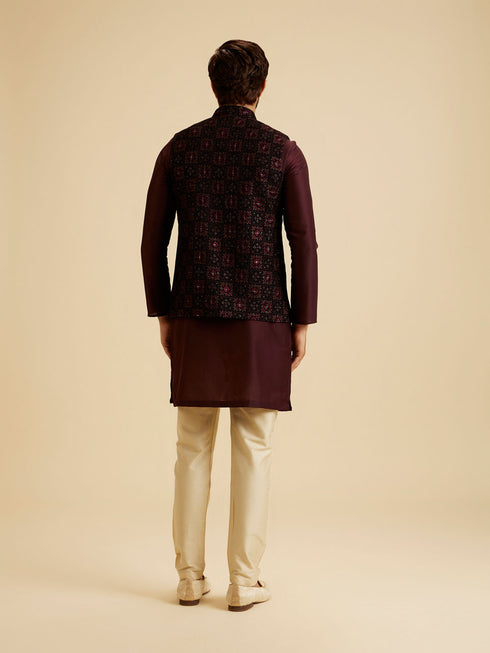 Manyavar Opulent Velvet Blue Nehru Jacket