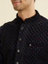 Manyavar Velvety Blue Elegance Nehru Jacket