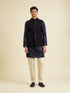 Manyavar Velvety Blue Elegance Nehru Jacket