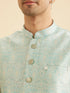 Manyavar Stunning Light Blue Nehru Jacket