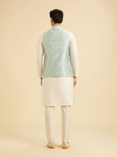 Manyavar Stunning Light Blue Nehru Jacket