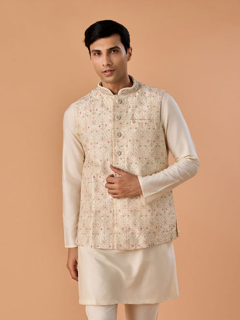 Manyavar Regal Cream Nehru Jacket
