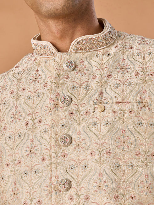 Manyavar Regal Cream Nehru Jacket