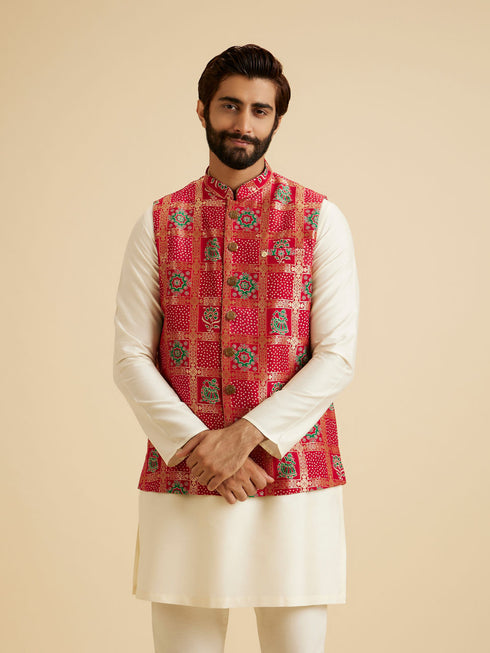 Manyavar Regal Red Nehru Jacket