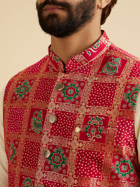 Manyavar Regal Red Nehru Jacket