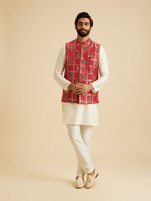 Manyavar Regal Red Nehru Jacket