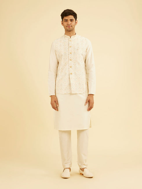 Manyavar Elegant Cream Nehru Jacket