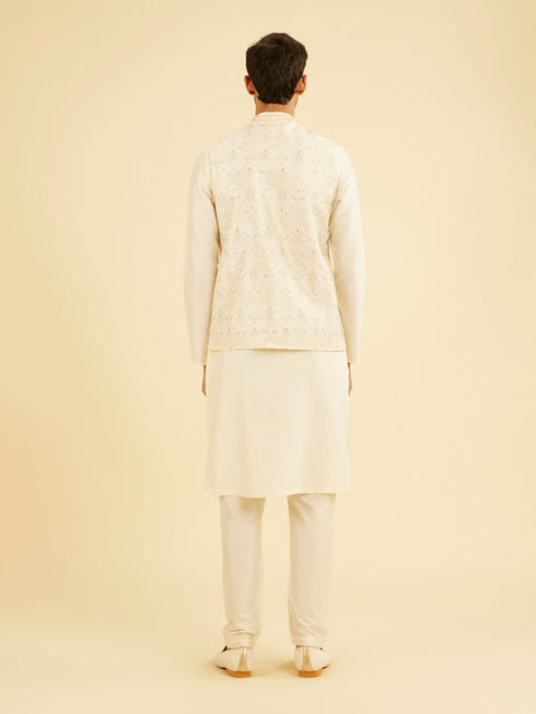 Manyavar Elegant Cream Nehru Jacket