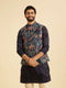 Manyavar Snazzy Dark Blue Cotton Nehru Jacket