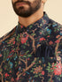 Manyavar Snazzy Dark Blue Cotton Nehru Jacket