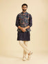 Manyavar Snazzy Dark Blue Cotton Nehru Jacket