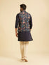 Manyavar Snazzy Dark Blue Cotton Nehru Jacket