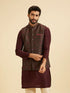 Manyavar Elegant Brown Brocade Nehru Jacket