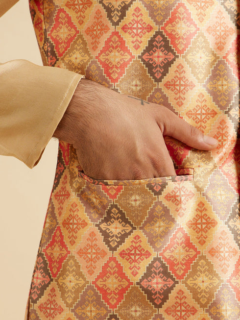 Manyavar Dazzling Orange Nehru Jacket