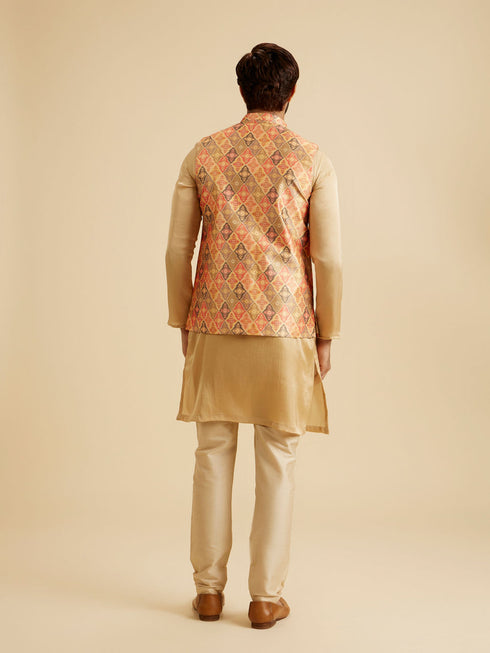 Manyavar Dazzling Orange Nehru Jacket