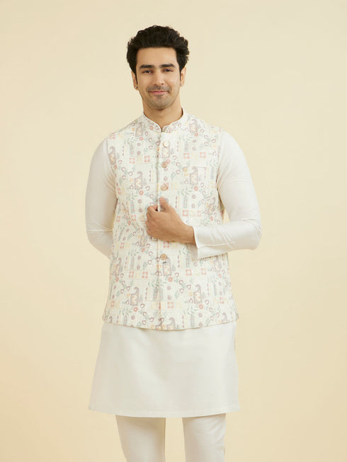 Manyavar Cream Nehru Jacket