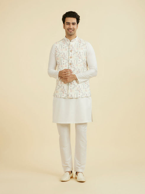 Manyavar Cream Nehru Jacket