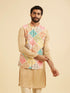 Manyavar Beige Cotton Elegance Nehru Jacket