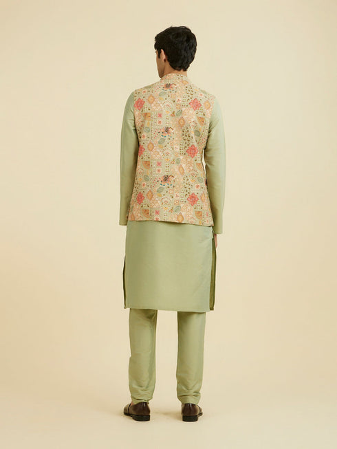 Manyavar Elegant Pista Green Nehru Jacket