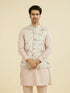 Manyavar Cream Satin Nehru Jacket