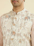 Manyavar Cream Satin Nehru Jacket