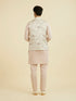 Manyavar Cream Satin Nehru Jacket