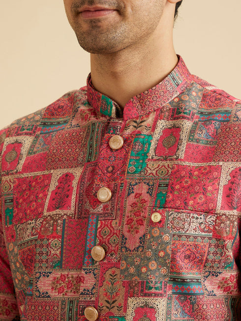 Manyavar Coral Elegance Nehru Jacket