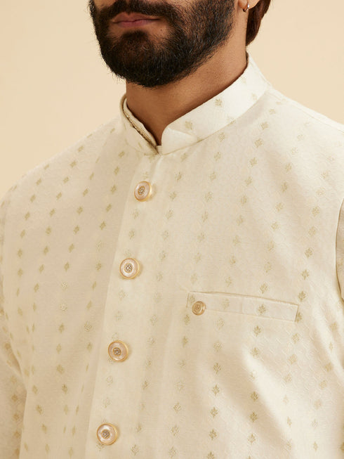 Manyavar Creamy Elegance Nehru Jacket