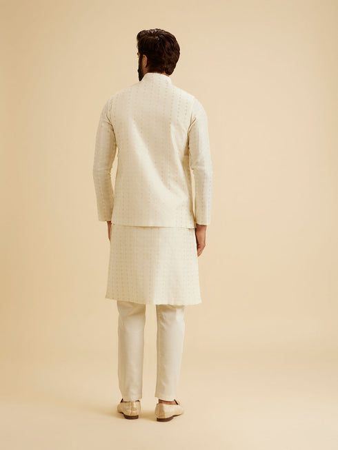 Manyavar Creamy Elegance Nehru Jacket