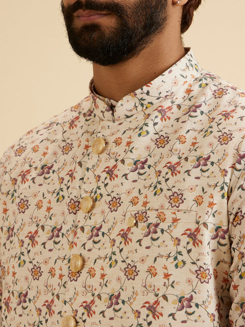 Manyavar Charismatic Beige Nehru Jacket