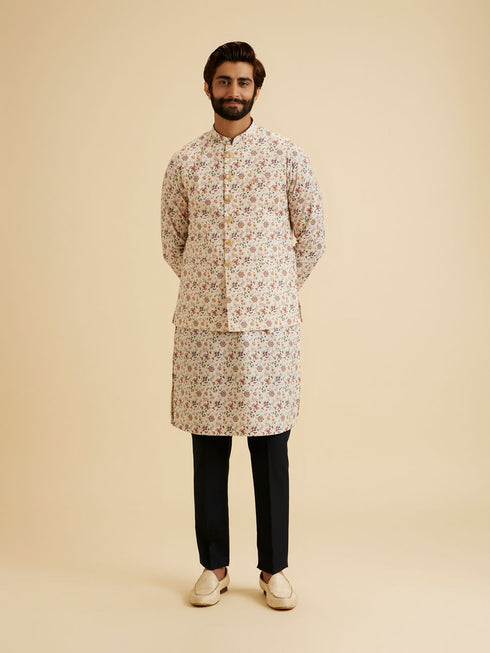 Manyavar Charismatic Beige Nehru Jacket