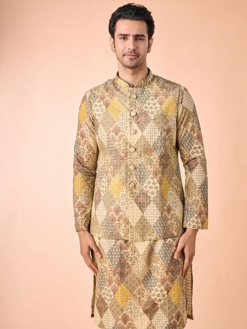 Manyavar Light Mid Green Nehru Jacket
