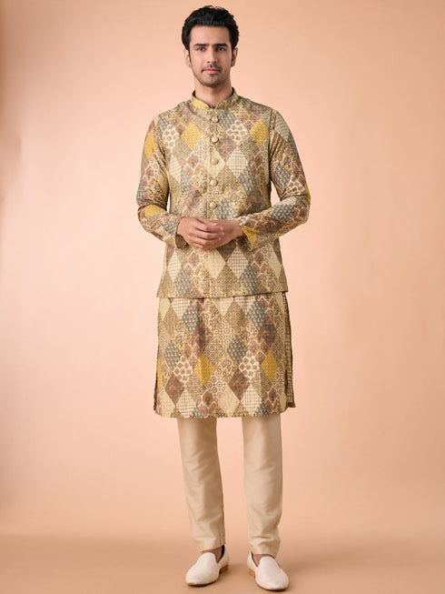 Manyavar Light Mid Green Nehru Jacket