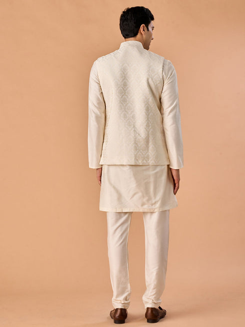 Manyavar Majestic Cream Nehru Jacket