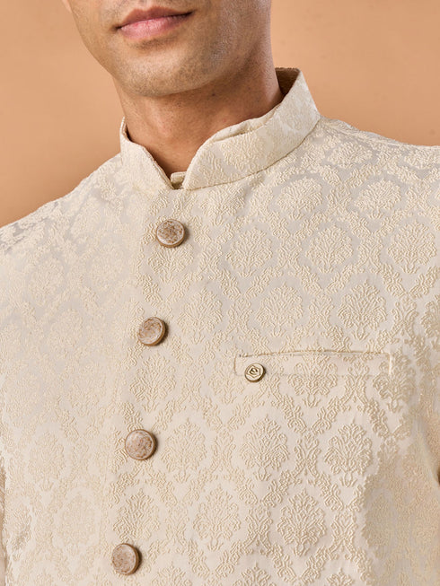 Manyavar Majestic Cream Nehru Jacket