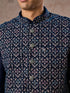 Manyavar Elegant Teal Blue Velvet Nehru Jacket